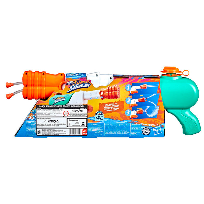 Nerf Super Soaker Hydro Frenzy Water Blaster, Wild 3-In-1 Soaking Fun, Adjustable Nozzle, 2 Water-Launching Tubes - Image 6