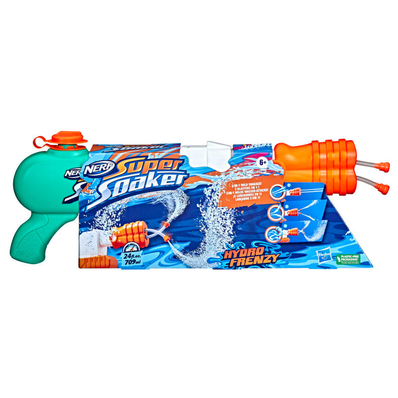 Nerf Super Soaker Hydro Frenzy Water Blaster, Wild 3-In-1 Soaking Fun, Adjustable Nozzle, 2 Water-Launching Tubes - Image 2