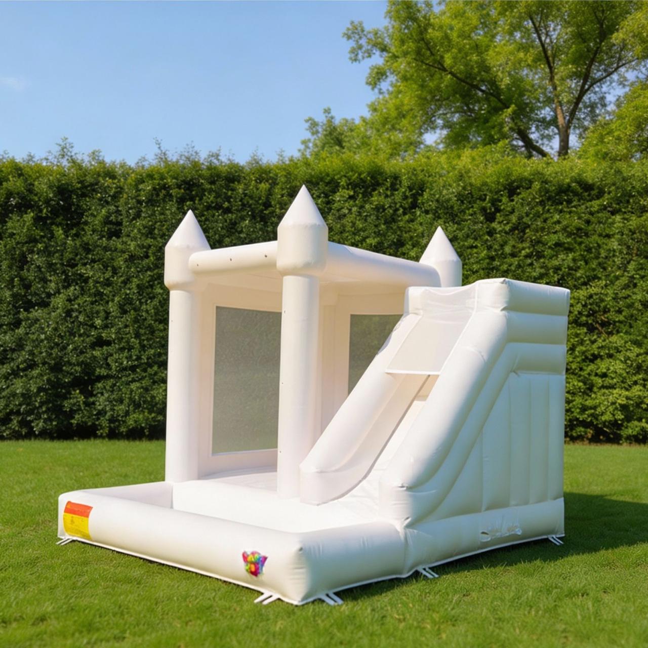 New white slide jumping castle