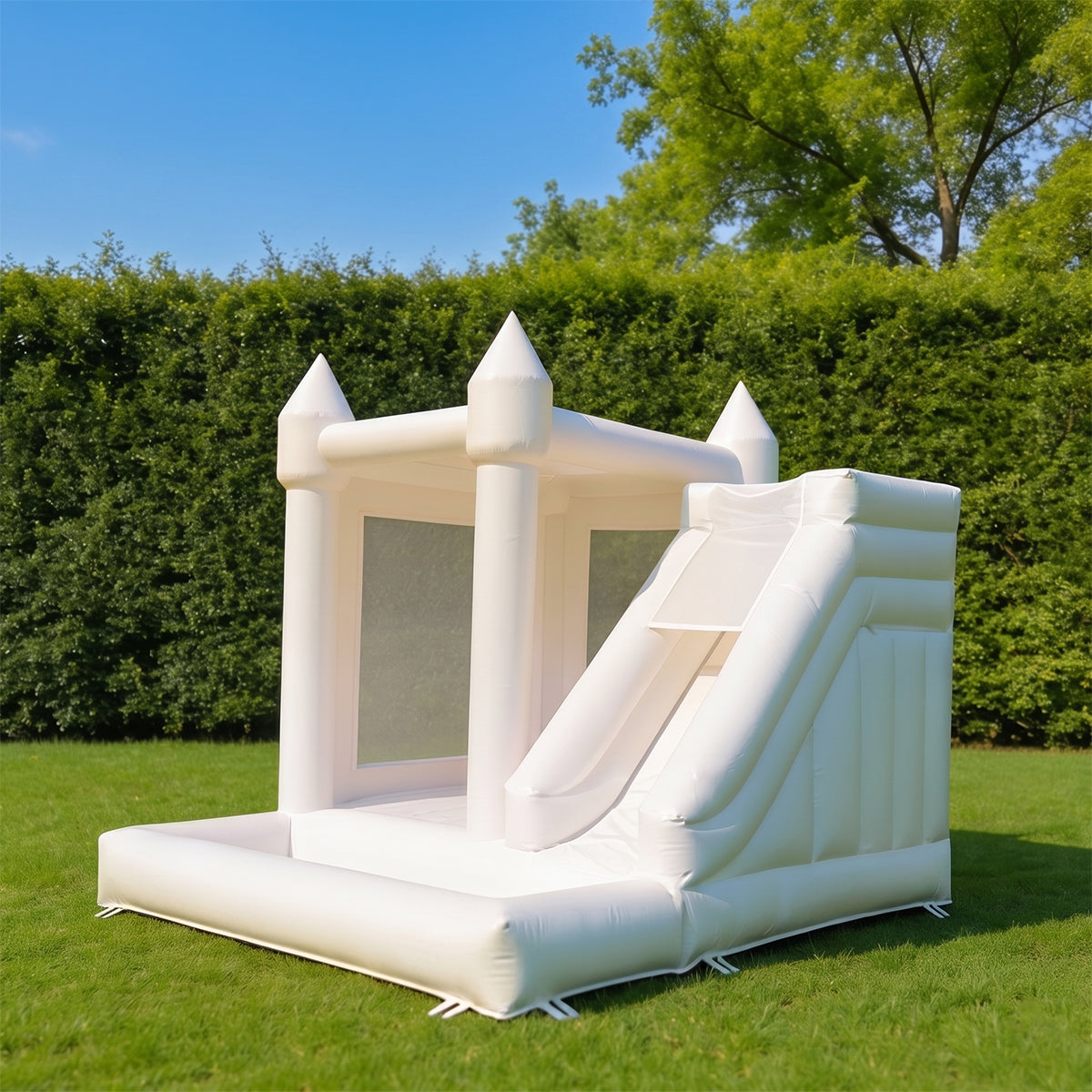 New white slide jumping castle