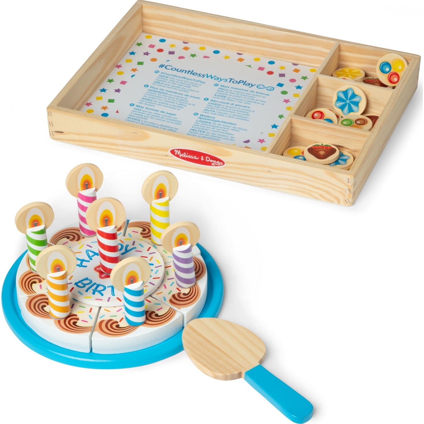 SPINMASTER Melissa & Doug Melissa and Doug Pretend Play Play Food Birthday Cake Global Standards Multilingual 12 Pack Solid