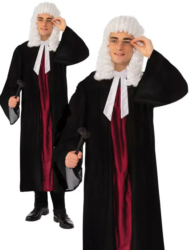 Adult Judge Costume Gown | Black Robe for Halloween & Role-Play | Size Standard (One Size Fits Most)